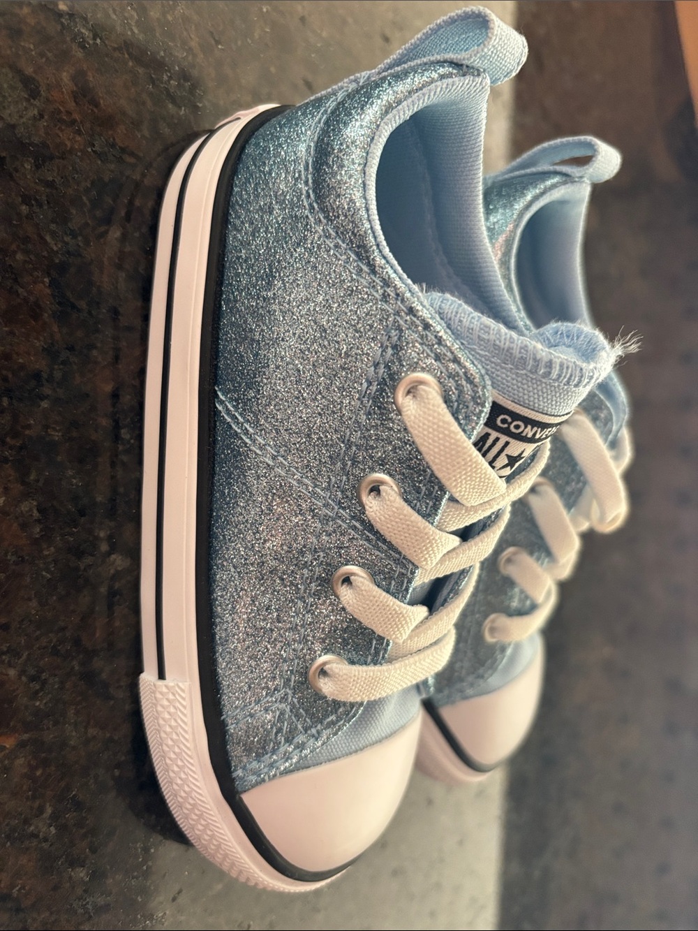Converse Kids Light Blue Glitter Low Top Sneakers